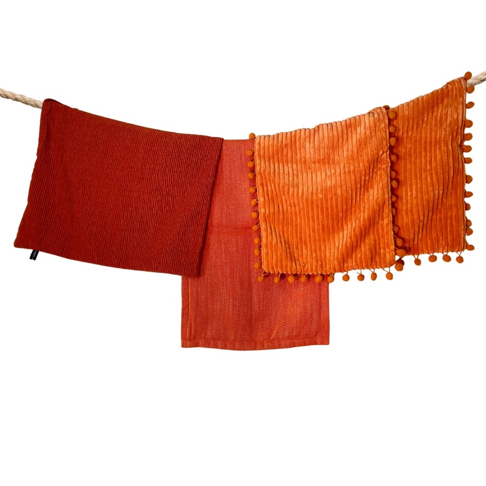 Vinatge fall color orange pillow covers Set of 4 Thanksgiving autumn